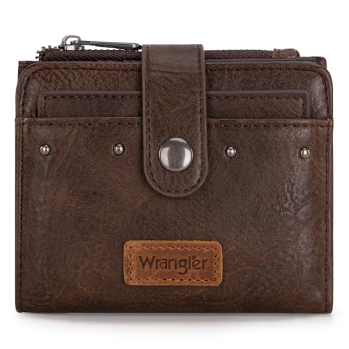 Montana West X Wrangler Geldbörse für Damen, klein, faltbar, Kreditkartenetui mit abnehmbarem Ausweisfenster, A-Kaffee, Western von Montana West