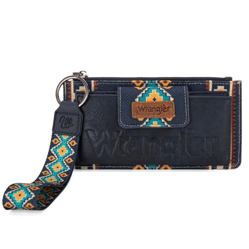 Wrangler Geldbörse für Damen, Azteken-Clutch, Handgelenk-Geldbörse mit Boho-Kreditkartenhalter, Künstler-Marineblau, Einheitsgröße, Western von Montana West