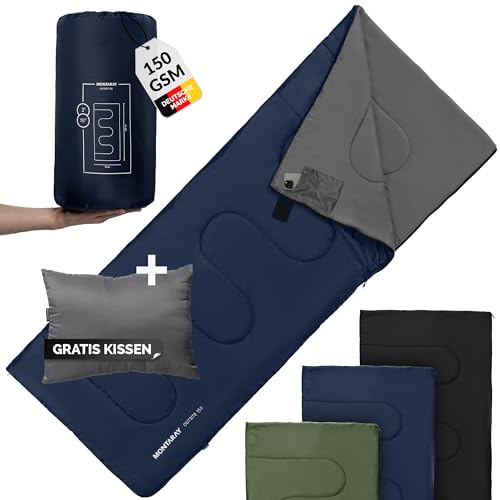 MONTARAY Deckenschlafsack ohne Kapuze 3°C INKL. KISSEN - Outdoor Winter-Schlafsack & Sommer-Schlafsack 150GSM 3-4 Jahreszeiten - Hütten-Schlafsack Damen, Herren & Erwachsene - Sleeping Bag warm leicht MONTARAY Deckenschlafsack ohne Kapuze 3°C INKL. KISSEN - Outdoor Winter-Schlafsack & Sommer-Schlafsack 150GSM 3-4 Jahreszeiten - Hütten-Schlafsack Damen, Herren & Erwachsene - Sleeping Bag warm leicht von Montaray