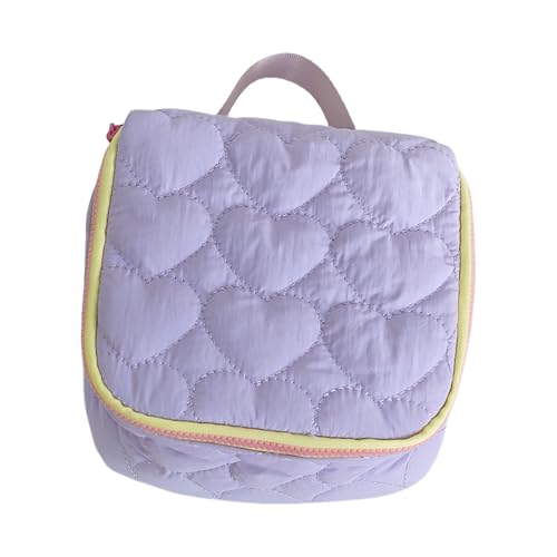 Montesy Kosmetiktasche mit Herz-Aufdruck, modischer Kulturbeutel, Organizer, geräumiger Make-up-Halter mit Reißverschluss für den täglichen Gebrauch, violett, as the pic show von Montesy