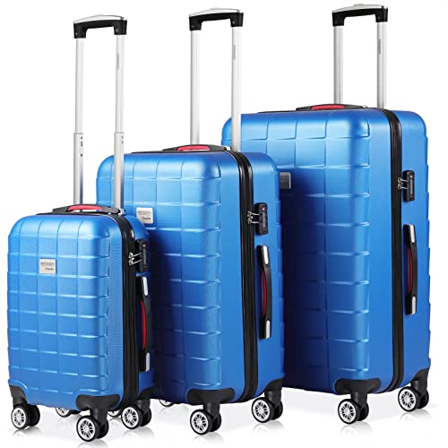 Monzana® 3tlg. Kofferset Exopack TSA Schloss Hartschalen Koffer M-L-XL Gel-Griffe 4 Zwillingsrollen Standfüße Trolley Rollkoffer Reisekoffer Blau Monzana® 3tlg. Kofferset Exopack TSA Schloss Hartschalen Koffer M-L-XL Gel-Griffe 4 Zwillingsrollen Standfüße Trolley Rollkoffer Reisekoffer Blau von Monzana