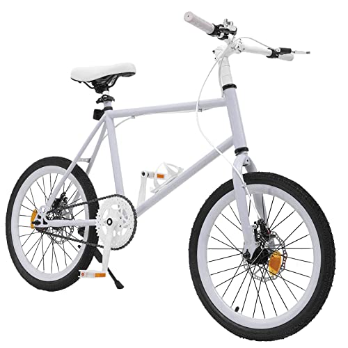 20 Zoll Freestyle Fahrrad aus Kohlenstoffstahl mit Scheibenbremsen, Tretfahrrad Fahrrad mit Getränkehalter, Verstellbare Sitzhöhe City Fahrräder für Jungen Mädchen (Höhe130-155cm) (Weiße) von MooBeey