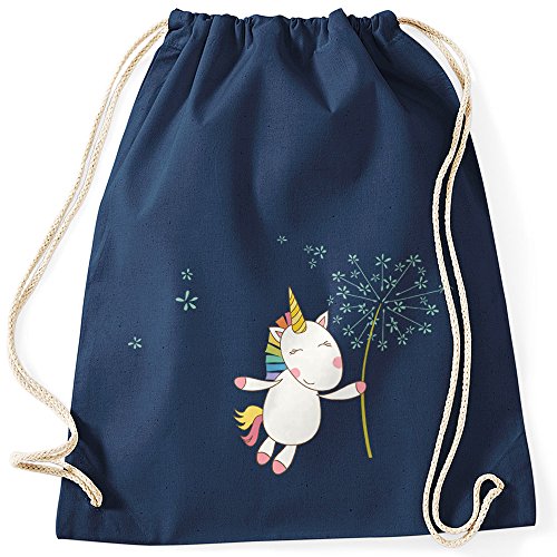 MoonWorks Turnbeutel Einhorn mit Pusteblume Unicorn with Dandelion Gymsac Gymbag Navy Unisize von MoonWorks