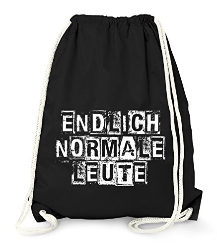 MoonWorks Turnbeutel - Endlich Normale Leute - Fun Party Festival Tasche Jutebeutel schwarz Unisize von MoonWorks