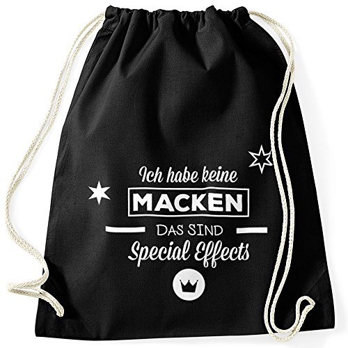 MoonWorks Turnbeutel mit Spruch Ich Habe Keine Macken, das sind Special Effects schwarz Unisize von MoonWorks