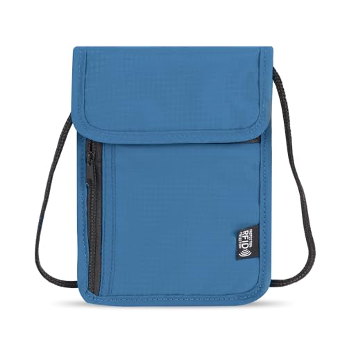 Moorle Brustbeutel Brusttasche mit RFID-Schutz, Unisex Reisegeldbeutel Diebstahlsicher Kleine, Passport Tasche für Reisen, Weicher Blua Brusttasche Brustbeutel Kinder Jungen Mädchen Damen Herren von Moorle