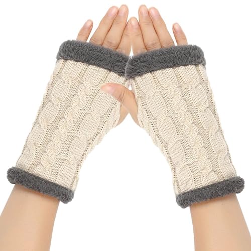 Handschuhe, Unisex, warme Halbfinger-Handschuhe, Winter, fingerlose Handschuhe, einfarbig, Strickhandschuhe, für Herren und Damen, kältebeständige Fäustlinge von Morain