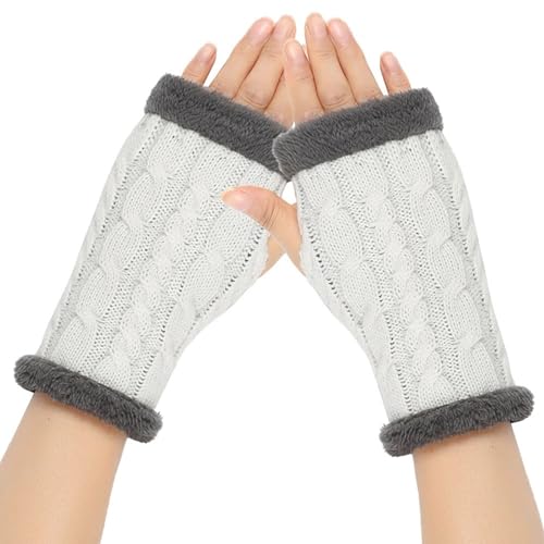 Handschuhe, Unisex, warme Halbfinger-Handschuhe, Winter, fingerlose Handschuhe, einfarbig, Strickhandschuhe, für Herren und Damen, kältebeständige Fäustlinge von Morain