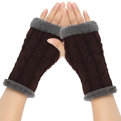 Handschuhe, Unisex, warme Halbfinger-Handschuhe, Winter, fingerlose Handschuhe, einfarbig, Strickhandschuhe, für Herren und Damen, kältebeständige Fäustlinge von Morain