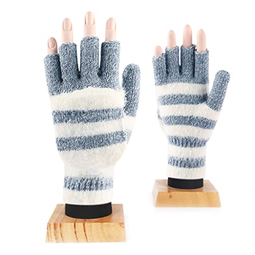 Handschuhe, gestrickte fingerlose Handschuhe mit Flip-Top, Plüsch, gestreiftes Muster, Handschuhe, Cartoon, Flip-Cover-Handschuhe, Winter, warme Fäustlinge von Morain