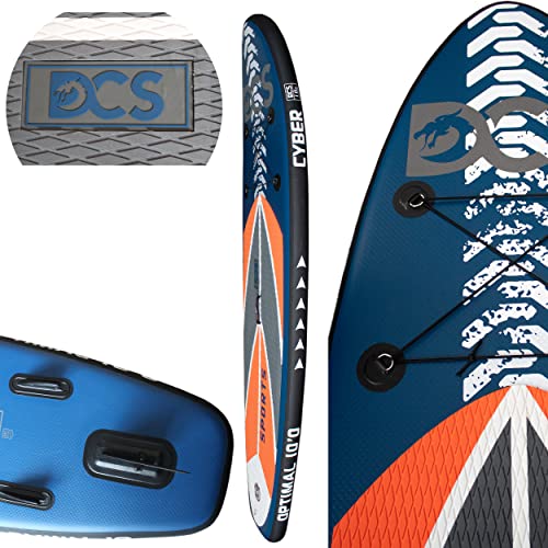 DCS SUP Board - Neti Set Stand Up Paddle Surf Board aufblasbar Paddelboard Surfbrett (702 Blau/Gelb, 305cm) von Moraj
