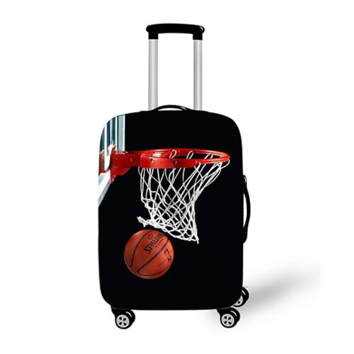 Morbuy Elastisch Kofferschutzhülle Waschbare Kofferhülle, Basketball-Druck Reisekoffer Kofferschutz mit Reißverschluss, Modern Koffer Schutzhülle 18 bis 32 Zoll (Schwarz,S (18-20 Zoll)) von Morbuy