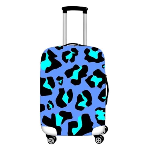 Morbuy Elastisch Kofferschutzhülle Waschbare Kofferhülle, Leopardenmuster Reisekoffer Kofferschutz mit Reißverschluss, Mode Koffer Schutzhülle 18 bis 32 Zoll (L (26-28 Zoll),Blau) von Morbuy
