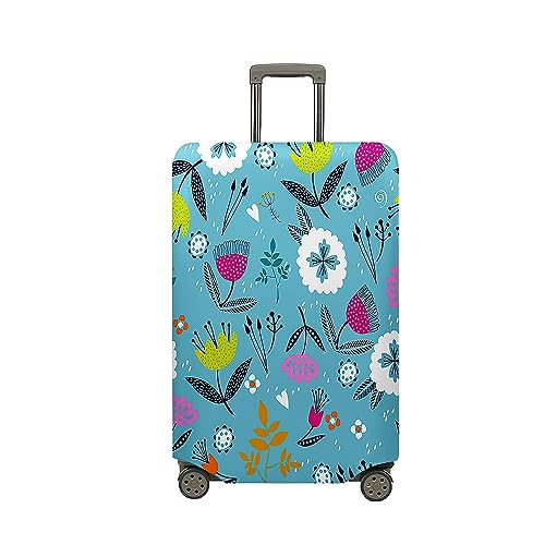 Morbuy Elastisch Kofferschutzhülle Waschbare Kofferhülle, Reisekoffer Kofferschutz mit Reißverschluss, Blumenmuster Koffer Schutzhülle 19 bis 32 Zoll (M (22-25 Zoll),Blau) von Morbuy