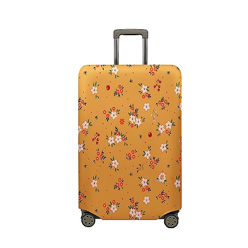 Morbuy Elastisch Kofferschutzhülle Waschbare Kofferhülle, Reisekoffer Kofferschutz mit Reißverschluss, Blumenmuster Koffer Schutzhülle 19 bis 32 Zoll (S (19-21 Zoll),Orange) von Morbuy