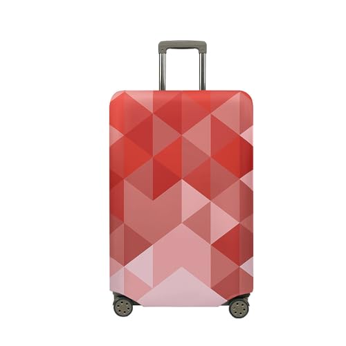 Morbuy Elastisch Kofferschutzhülle Waschbare Kofferhülle, Reisekoffer Kofferschutz mit Reißverschluss, Geometrisches Dreieck Koffer Schutzhülle 19 bis 32 Zoll (Rot,L (26-28 Zoll)) von Morbuy