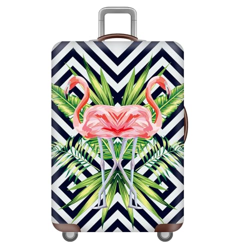 Morbuy Elastisch Kofferschutzhülle Waschbare Kofferhülle, Reisekoffer Kofferschutz mit Reißverschluss, Nordisch Modern Koffer Schutzhülle 18 bis 32 Zoll (Flamingo,XL (29-32 Zoll)) von Morbuy