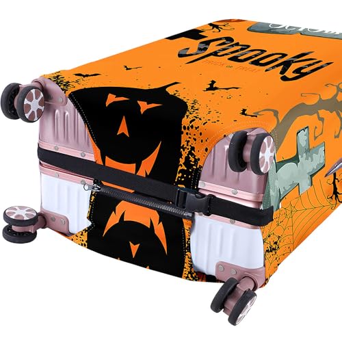 Morbuy Elastisch Reise Kofferschutzhülle Abdeckung 3D Halloween Waschbar Kofferhülle Schutz Bezug mit Reißverschluss Luggage Cover Koffer Schutzhülle (Kürbis,M (22-24 Zoll)) von Morbuy