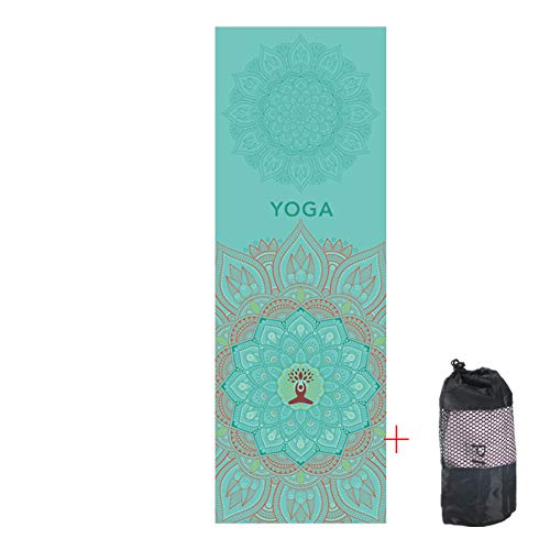 Morbuy Hot Yoga Handtuch, Mikrofaser Yoga Handtuch 63cm x 185cm rutschfest Fitnesstuch Weich Atmungsaktiv Antirutsch Yogatuch Gilt für Fitness Ausbildung (63 * 185CM,Grüner Lotus 1) von Morbuy