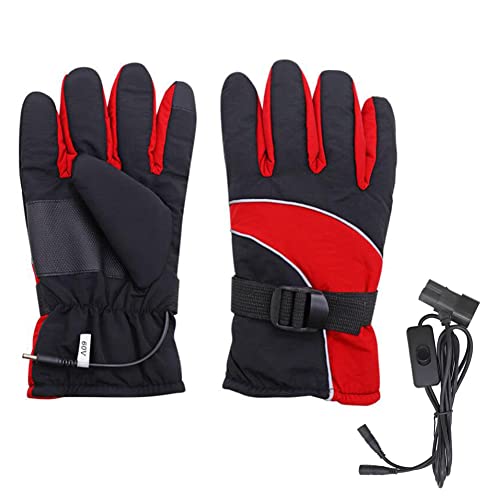 MoreChioce Beheizbare Handschuhe Damen und Herren, Unisex Heizhandschuhe Wasserdichter Winter-Touchscreen Wiederaufladbare Elektrisch Beheizte Handschuhe Winterhandschuhe,Rot Elektromobil von MoreChioce