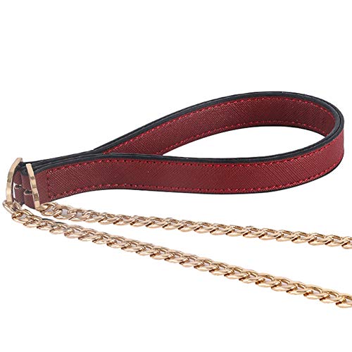 MoreChioce Kette Taschengurt,98cm DIY PU Leder Schulterriemen Gold Metall Schultergurt Damen Trageriemen Abnehmbar Handtasche Griff Ersatz Zubehör mit Karabinerhaken,Dunkel Rot Kreuz von MoreChioce