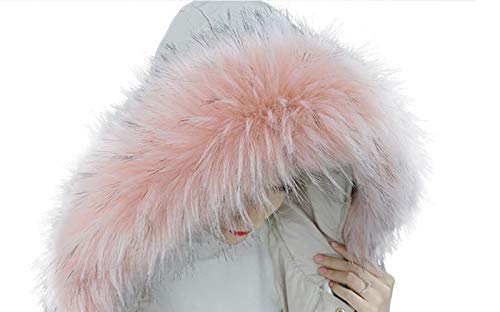 MoreChioce Luxus Pelzkragen,Kunstfell Wärm Pelzschal Fellimitat Fuchs Fellkragen Kapuzen Damen Schal für Wintermantel 60cm - 90cm,Pink #4 von MoreChioce