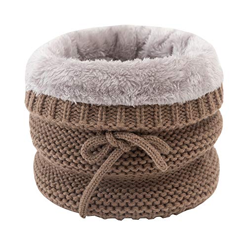 MoreChioce Winter Strick Halswärmer, Feinstrick Schal Unisex Winter Loop Schal Schlauchschal Elastisch Warm Halswärmer Fleece Innenfutter Multifunktionstuch Halstuch,Khaki von MoreChioce