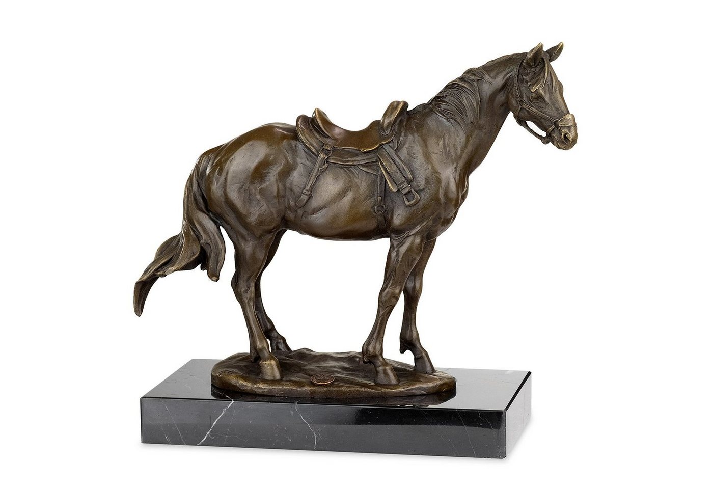 Moritz Skulptur Bronzefigur Pferd mit Sattel Halfter, Figuren Statue Skulpturen Antik-Stil Moritz Skulptur Bronzefigur Pferd mit Sattel Halfter, Figuren Statue Skulpturen Antik-Stil von Moritz
