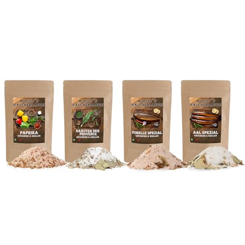 Moritz`s Räucherlauge Set Forelle, Aal, Kräuter der Provence, Paprika 2400g Räucherlake Räuchern Grillen Smoker Fischgewürz für Fisch, Fleisch, Käse und mehr Moritz`s Räucherlauge Set Forelle, Aal, Kräuter der Provence, Paprika 2400g Räucherlake Räuchern Grillen Smoker Fischgewürz für Fisch, Fleisch, Käse und mehr von Moritz