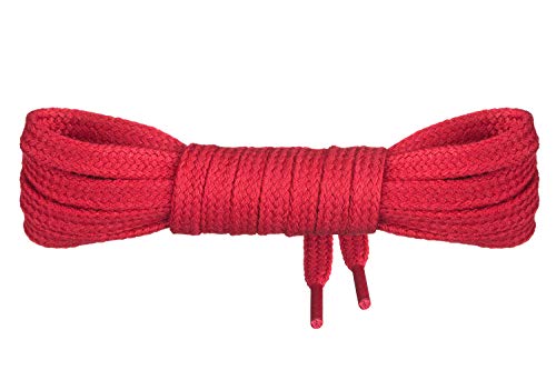 Mount Swiss Luxury Schnürsenkel flach ø 7 mm I 1 Paar reißfeste Premium Schuhbänder aus 100% Baumwolle ideal für Sneaker Sportschuhe Lederschuhe Freizeitschuhe Farbe: red, Länge: 90cm von Mount Swiss