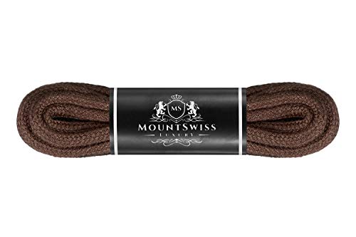 Mount Swiss Luxury Schnürsenkel rund ø 3-4 mm I 1 Paar reißfeste Premium Schuhbänder aus 100% Baumwolle ideal für Sneaker Sportschuhe Freizeitschuhe Lederschuhe Farbe: Brown, Länge 170cm von Mount Swiss