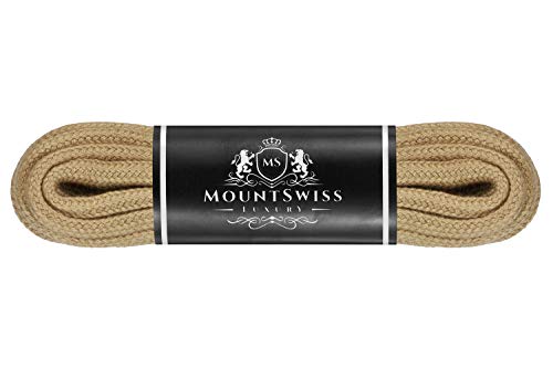 Mount Swiss Luxury Schnürsenkel rund ø 3-4 mm I 1 Paar reißfeste Premium Schuhbänder aus 100% Baumwolle ideal für Sneaker Sportschuhe Freizeitschuhe Lederschuhe Farbe: Camel, Länge 75cm von Mount Swiss