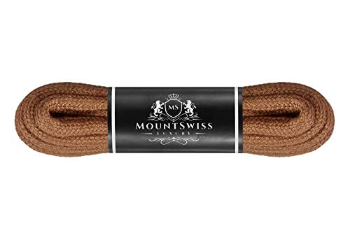 Mount Swiss Luxury Schnürsenkel rund ø 3-4 mm I 1 Paar reißfeste Premium Schuhbänder aus 100% Baumwolle ideal für Sneaker Sportschuhe Freizeitschuhe Lederschuhe Farbe: Ginger, Länge 60cm von Mount Swiss