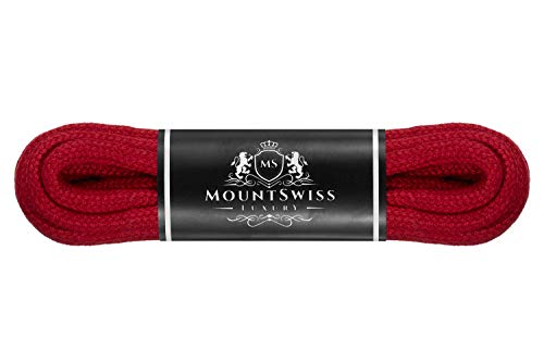 Mount Swiss Luxury Schnürsenkel rund ø 3-4 mm I 1 Paar reißfeste Premium Schuhbänder aus 100% Baumwolle ideal für Sneaker Sportschuhe Freizeitschuhe Lederschuhe Farbe: red, Länge 110cm von Mount Swiss