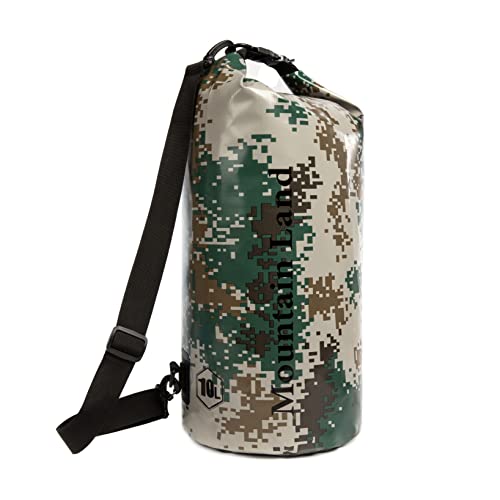 Mountain Land Dry Bag wasserdichte Tasche 10L Wasserdicht Packsack mit Innentasche mit Reißverschluss für Kajak Boot Angeln Rafting Schwimmen Wassersport Treiben 10L Camo von Mountain Land