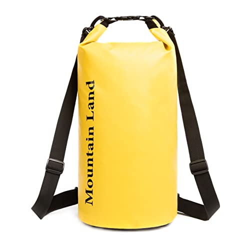 Mountain Land Dry Bag wasserdichte Tasche 20L Wasserdicht Packsack mit Innentasche mit Reißverschluss für Kajak Boot Angeln Rafting Schwimmen Wassersport Treiben 20LYellow von Mountain Land