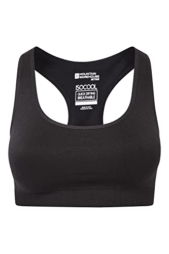 Mountain Warehouse Antibakterieller, Nahtloser Damen-BH - Dehnbar, Nicht scheuernder Damen-Sport-BH, Ringerrücken, Leichter Stütz-BH - Für Laufen, Sport, Fitness Schwarz XL von Mountain Warehouse