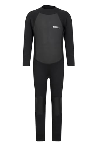 Mountain Warehouse Kinder-Neoprenanzug - 2,5mm, Kinder-Schwimmanzug mit LSF 50+, Wetsuit aus Neopren für Jungen und Mädchen, Flatlock-Nähte & Easy Glide Zip - Schwimmen Schwarz 7-8 Jahre von Mountain Warehouse