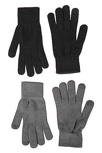 Mountain Warehouse Magic Touchscreen-Handschuhe für Herren - 2er-Pack Schwarz Einheitsgröße von Mountain Warehouse