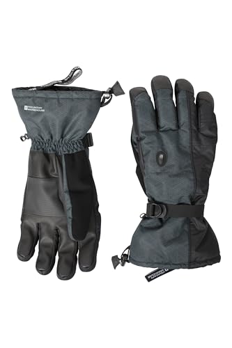 Mountain Warehouse Mountain Herren-Skihandschuhe - Snowboard-Zubehör, elastische Bündchen, gefüttert für Winter, Handgelenkriemen, warm, bequem-Essential im Schnee Schwarz Large von Mountain Warehouse