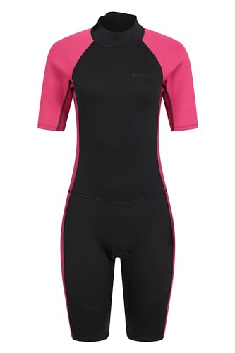 Mountain Warehouse Shorty Damen-Neoprenanzug - Badeanzug, Surfanzug mit leicht gleitendendem RV, längeres Zugband, Flachnähte - zum Sporttauchen, Schwimmen, Tauchen Schwarz M,Schwarz,M (Herstellergröße 40-42 EU) von Mountain Warehouse