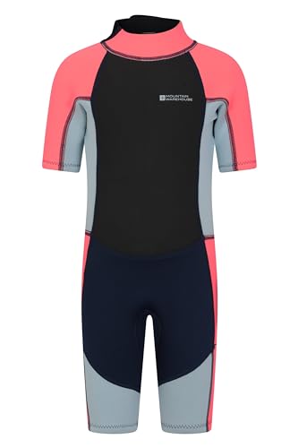 Mountain Warehouse Shorty Neoprenanzug Junior für Kinder - 2,5 mm, Kinder-Schwimmanzug für Jungen und Mädchen, Flatlock-Nähte, Wetsuit, Verstellbarer Hals, zum Surfen Fuchsia 11-12 Jahre von Mountain Warehouse