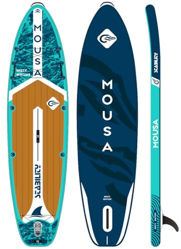 MOUSA Aufblasbares Stand-Up-Paddle-Board mit Paddel, 30,9 x 89,9 cm, Blau von Mousa