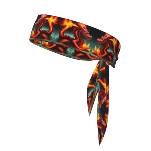 Dragon King in Fire Bequeme Krawatte Stirnbänder - Laufbandana-Krawatte Stirnband für Damen und Herren von Mouxiugei