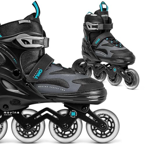 Movino Inline Skates Cruzer Two Rollschuhe Kinder Mädchen Jungen Inliner Rollerskates Fitness Sport Outdoor Inliner für Kinder Inlineskates Verstellbar Großen Rädern 80 mm Kids-Inliner, XL (41-44) von Movino