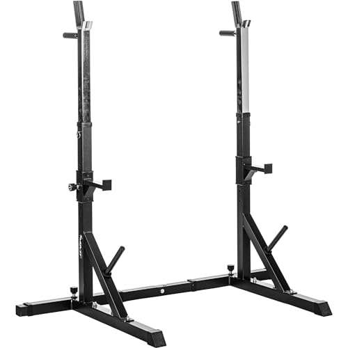 MOVIT® Squat Rack BASIC mit Dip-Station, Höhe und Breite verstellbar, Langhantel-Ablage Hantel-Ständer Heim-Trainingsgerät Home-Gym, schwarz von MOVIT