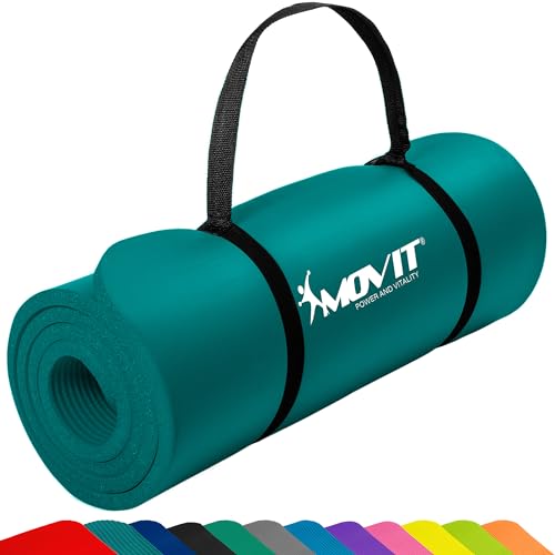 MOVIT Gymnastikmatte, hautfreundlich und phthalatfrei, in 3 Größen und 12 Farben - Auswahl: 190cm x 100cm x 1,5cm in blau petrol von MOVIT