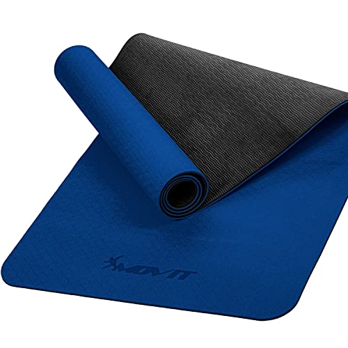 MOVIT Gymnastikmatte, Yogamatte, hautfreundlich und rutschfest, 190 x 100cm, Stärke 0,6cm, Dunkel-blau von MOVIT