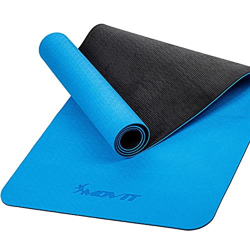 MOVIT Gymnastikmatte, Yogamatte, hautfreundlich und rutschfest, 190 x 100cm, Stärke 0,6cm, Hell-blau von MOVIT