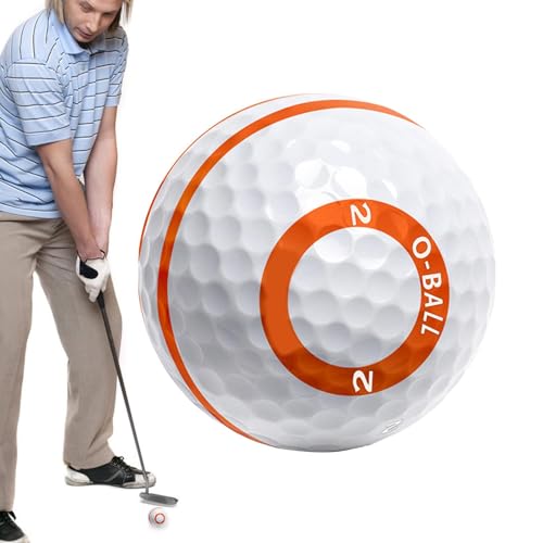 Moxeupon Indoor-Golfbälle,Übungsgolfbälle für den Hinterhof - 3 Schichten weiße Golf-Übungsbälle mit orangefarbenen Linien | Hochelastisches Trainingszubehör mit echtem Gefühl, multifunktionales von Moxeupon